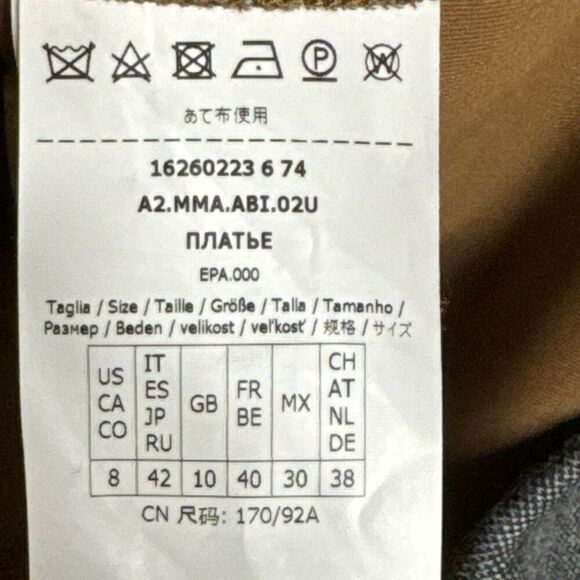 Max Mara Ginnata Wool Midi Dress Size 8 Front Zip Sheath Dark Gray NWT - Picture 13 of 16